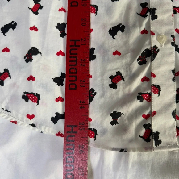Blair White Long Sleeve Top Scottie Dogs Valentine Heart Casual Size Medium - Picture 5 of 7